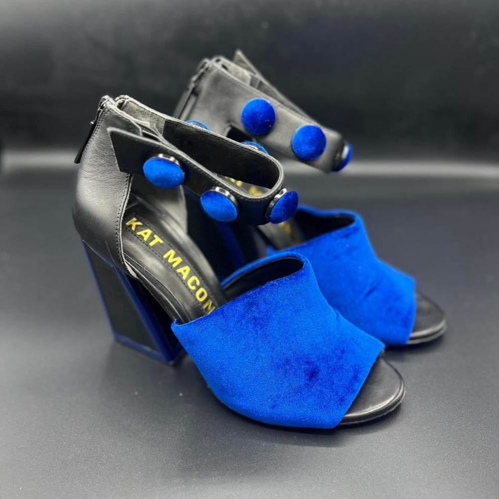 Kat‎ Maconie Sadie Blue Velvet Heeled Sandals